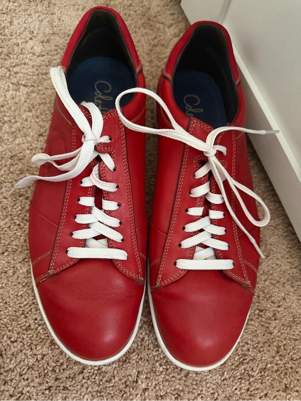Cole Haan Nike Air Red Leather Sneakers Low Top